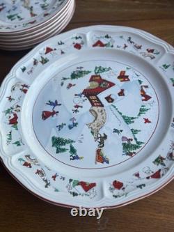 FarberwareWhiteChristmas'95 Dinnerware Set 41-pc Katherine Bukovskiy Mugs Bowls