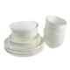 Fez White Stoneware 16 Piece Double Bowl Dinnerware Set