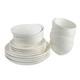 Fez White Stoneware 16 Piece Double Bowl Dinnerware Set