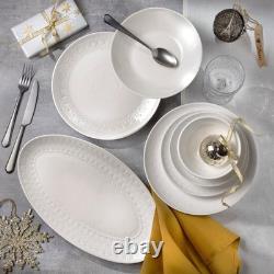 Fez White Stoneware 16 Piece Double Bowl Dinnerware Set