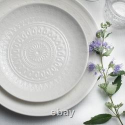 Fez White Stoneware 16 Piece Double Bowl Dinnerware Set