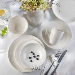 Fez White Stoneware 16 Piece Double Bowl Dinnerware Set