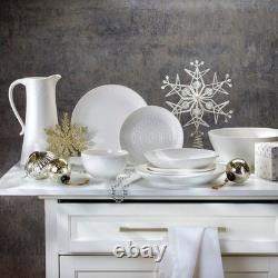 Fez White Stoneware 16 Piece Double Bowl Dinnerware Set