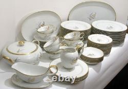Fine China Service Set for 12 Gold Fern Hutschenreuther Bavaria Ferndale 75 Pcs