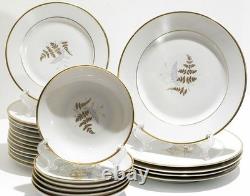 Fine China Service Set for 12 Gold Fern Hutschenreuther Bavaria Ferndale 75 Pcs