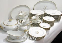 Fine China Service Set for 12 Gold Fern Hutschenreuther Bavaria Ferndale 75 Pcs