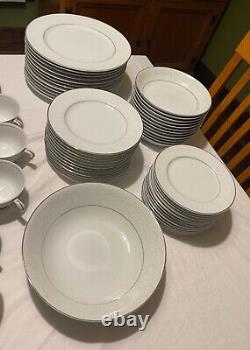 Fine Dinnerware Service for 12 Fashion Manor-Lady Elegant Japan White Porcelain