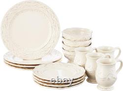 Firenze Ivory 16-Piece Ceramic Dinnerware Set for Elegant Dining Service for 4