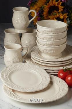 Firenze Ivory 16-Piece Ceramic Dinnerware Set for Elegant Dining Service for 4 Firenze Ivory 16-Piece Ceramic Dinnerware Set for Elegant Dining Service for 4