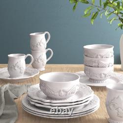 Firenze Ivory 16-Piece Ceramic Dinnerware Set for Elegant Dining Service for 4