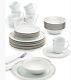 Fitz & Floyd 32 PC Gold Serif Porcelain Dinnerware Set Service For 8