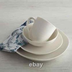 Fitz and Floyd Organic Coupe 16-Piece White Fine Porcelain Dinnerware Set for 4