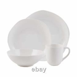 Fitz and Floyd Organic Coupe 16-Piece White Fine Porcelain Dinnerware Set for 4