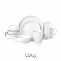 Fitz and Floyd Organic Coupe 16-Piece White Fine Porcelain Dinnerware Set for 4