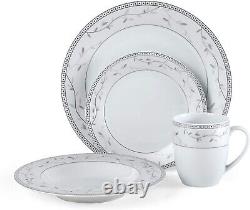 Fitz and Floyd Platinum Vine 32 Piece Porcelain Dinnerware Set Service for 8 NEW