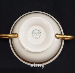 Flintridge Cup with Plate Set of 4 Vintage withGold Trim Two Handles California