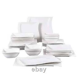 Flora 26-Piece White Porcelain Dinnerware Set with Dinner Dessert Plates (for 6)