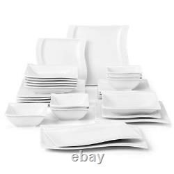 Flora 26-Piece White Porcelain Dinnerware Set with Dinner Dessert Plates (for 6)