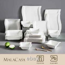 Flora 26-Piece White Porcelain Dinnerware Set with Dinner Dessert Plates (for 6)