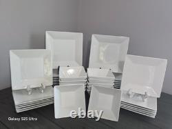 Food Network Whipped Cream 36- Piece Porcelain Concave Square Dinnerware Set