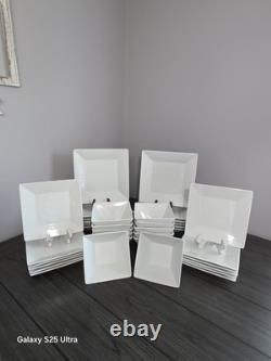 Food Network Whipped Cream 36- Piece Porcelain Concave Square Dinnerware Set