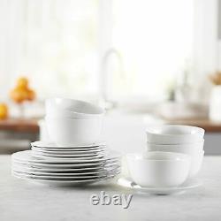 For Daily Use18-Piece Kitchen Dinnerware Set Dishes Bowls Service for 6 White