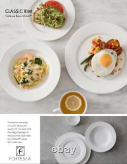 Fortessa Classic Rim Bone China 16-Piece Dinnerware Set 44% Bone Ash $376