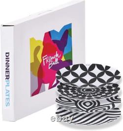 French Bull 12-Piece Dinnerware Set Black & White Medium, Black/White