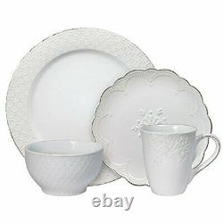 French Lace Dinnerware Set 16 Piece White