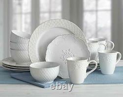 French Lace Dinnerware Set 16 Piece White