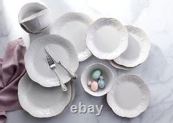 French Perle 12-Piece Dinnerware Set, White, with Accent Plates