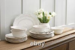 French Perle 12-Piece Dinnerware Set, White, with Accent Plates