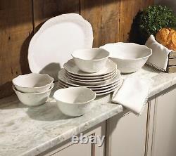 French Perle 12-Piece Dinnerware Set, White, with Accent Plates