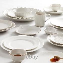 French Perle 12-Piece Dinnerware Set, White, with Accent Plates