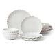 French Perle Scallop 12-Piece Dinnerware Set, 17.70 LB, White