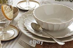 French Perle Scallop 12-Piece Dinnerware Set, 17.70 LB, White