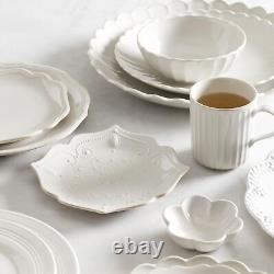 French Perle Scallop 12-Piece Dinnerware Set, 17.70 LB, White