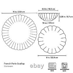 French Perle Scallop 12-Piece Dinnerware Set for Four