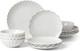 French Perle Scallop 12-Piece Stoneware Dinnerware Set for 4, White