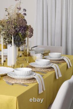 French Perle Scallop 12-Piece Stoneware Dinnerware Set for 4, White