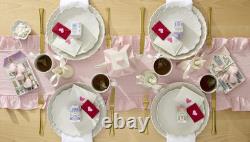 French Perle Scallop 12-Piece Stoneware Dinnerware Set for 4, White