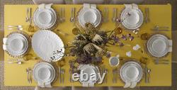 French Perle Scallop 12-Piece Stoneware Dinnerware Set for 4, White