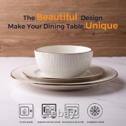 GBHOME Ceramic Dinnerware Sets, 12 pcs Service for 4 (12 pcs), Off-White