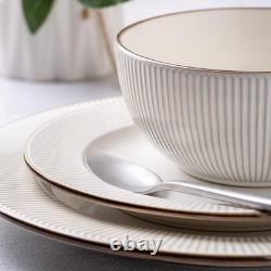 GBHOME Ceramic Dinnerware Sets, 12 pcs Service for 4 (12 pcs), Off-White