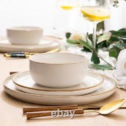 GBHOME Ceramic Dinnerware Sets for 4, 12 Pieces Stoneware Plates and Bowls Se