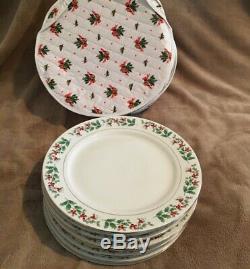 GIBSON 40 Piece Dinnerware Set + 40 Piece Flatware Set Christmas Holly & Berry