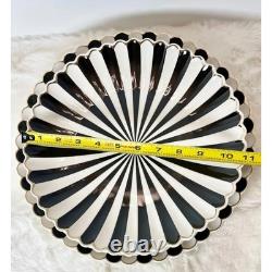 GRACE TEAWARE 6pc Black & White Striped Scalloped Plates Decorative Dishes
