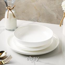 Gabrielle 12-Piece Solid White Bone China Dinnerware Set for 4