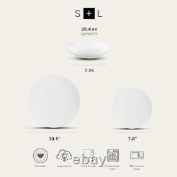 Gabrielle Bone China Dinnerware Set, 12-Piece Service for 4, Solid White