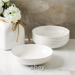 Gabrielle Bone China Dinnerware Set, 12-Piece Service for 4, Solid White
